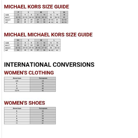 michael kors ring size chart|michael kors shoe size review.